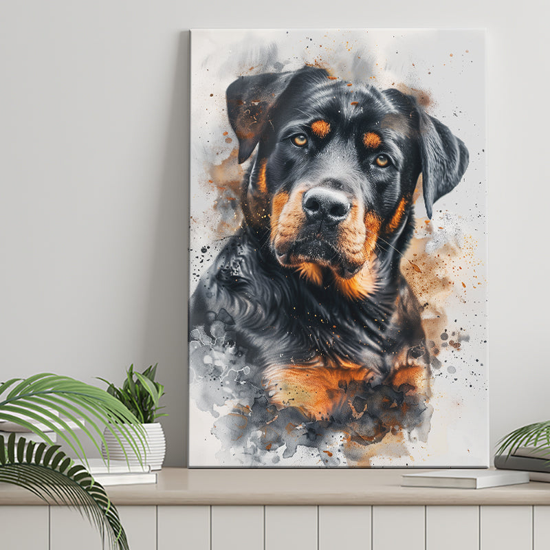 Rottweiler Dog Portrait Painting, Pet Art V6, Canvas Painting, Canvas Prints Wall Art Decor