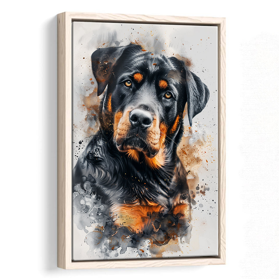 Rottweiler Dog Portrait Painting, Pet Art V6, Framed Canvas Painting, Framed Canvas Prints Wall Art Decor
