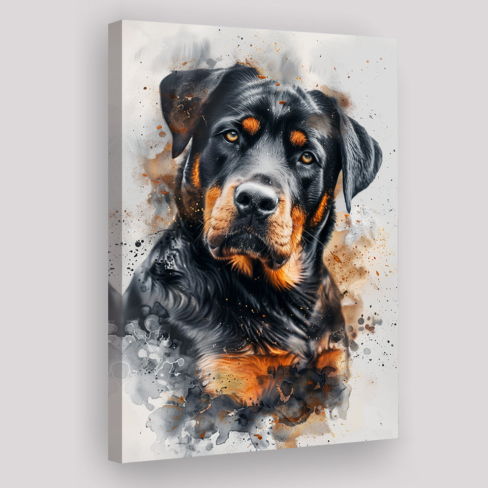 Rottweiler Dog Portrait Painting, Pet Art V6, Canvas Painting, Canvas Prints Wall Art Decor