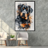 Rottweiler Dog Portrait Painting, Pet Art V6, Framed Canvas Painting, Framed Canvas Prints Wall Art Decor