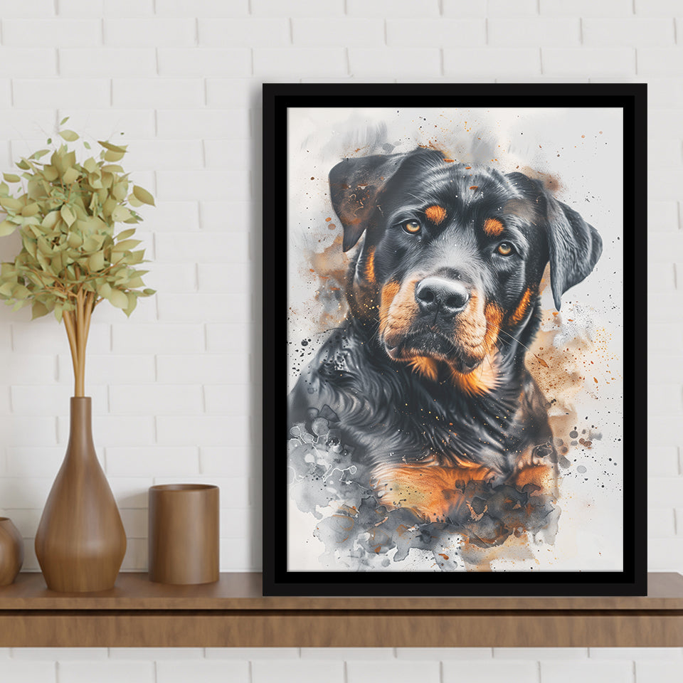 Rottweiler Dog Portrait Painting, Pet Art V6, Framed Canvas Painting, Framed Canvas Prints Wall Art Decor
