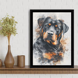 Rottweiler Dog Portrait Painting, Pet Art V6, Framed Canvas Painting, Framed Canvas Prints Wall Art Decor