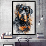 Rottweiler Dog Portrait Painting, Pet Art V6, Framed Art Print Wall Decor, Framed Picture