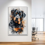 Rottweiler Dog Portrait Painting, Pet Art V6, Framed Canvas Painting, Framed Canvas Prints Wall Art Decor