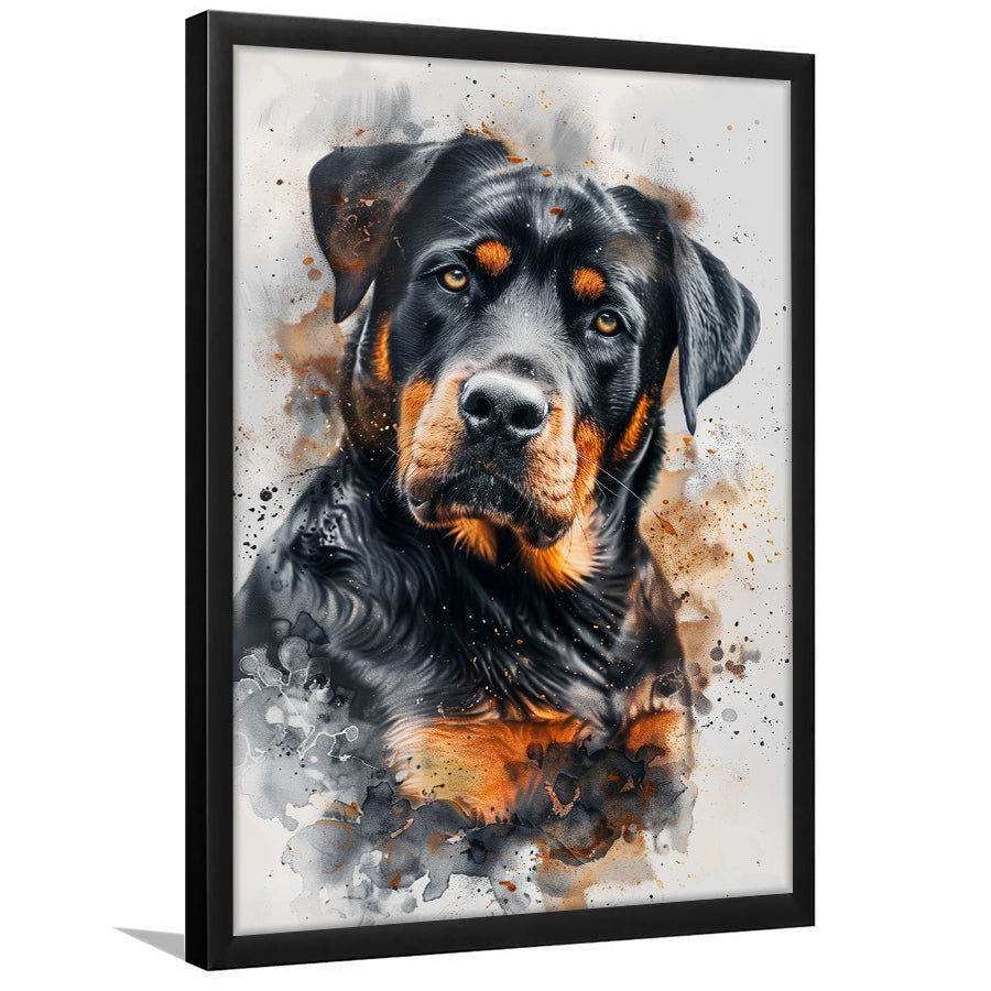 Rottweiler Dog Portrait Painting, Pet Art V6, Framed Art Print Wall Decor, Framed Picture