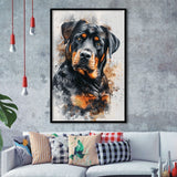 Rottweiler Dog Portrait Painting, Pet Art V6, Framed Art Print Wall Decor, Framed Picture