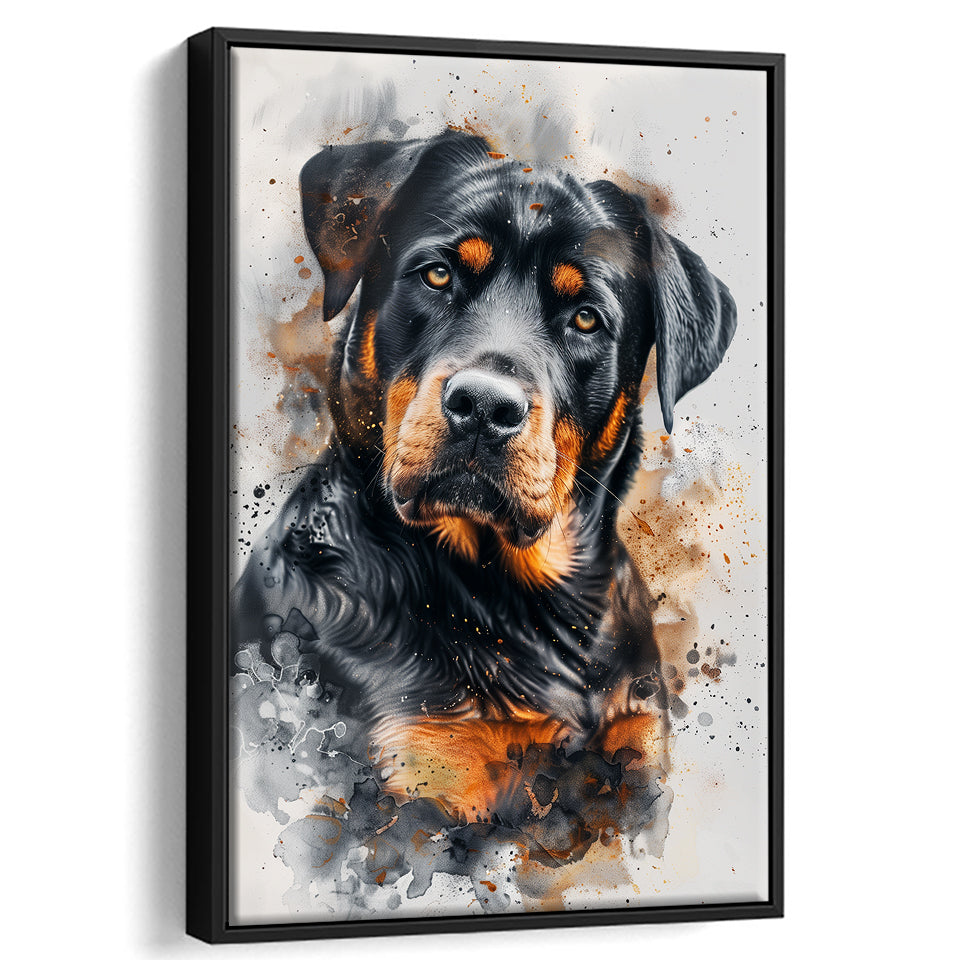 Rottweiler Dog Portrait Painting, Pet Art V6, Framed Canvas Painting, Framed Canvas Prints Wall Art Decor
