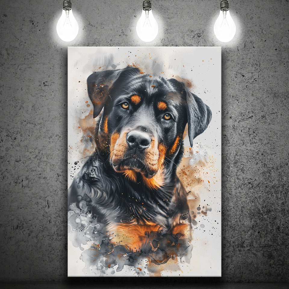 Rottweiler Dog Portrait Painting, Pet Art V6, Canvas Painting, Canvas Prints Wall Art Decor