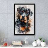Rottweiler Dog Portrait Painting, Pet Art V6, Framed Canvas Painting, Framed Canvas Prints Wall Art Decor