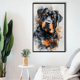 Rottweiler Dog Portrait Painting, Pet Art V6, Framed Canvas Painting, Framed Canvas Prints Wall Art Decor