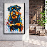 Rottweiler Dog Portrait Painting Unique Pet Art, Framed Canvas Painting, Framed Canvas Prints Wall Art Decor