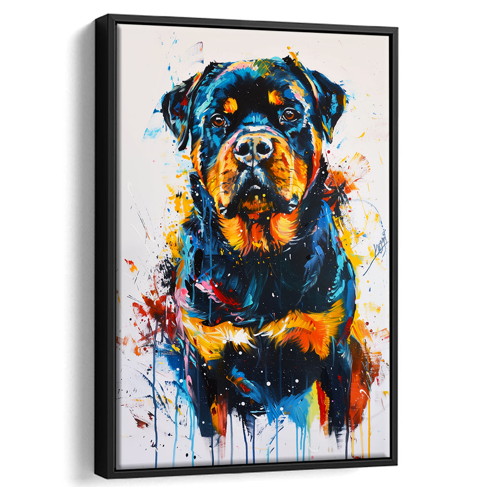 Rottweiler Dog Portrait Painting Unique Pet Art, Framed Canvas Painting, Framed Canvas Prints Wall Art Decor