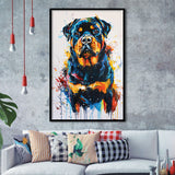 Rottweiler Dog Portrait Painting Unique Pet Art, Framed Art Print Wall Decor, Framed Picture
