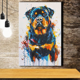 Rottweiler Dog Portrait Painting Unique Pet Art, Canvas Painting, Canvas Prints Wall Art Decor