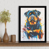 Rottweiler Dog Portrait Painting Unique Pet Art, Framed Canvas Painting, Framed Canvas Prints Wall Art Decor