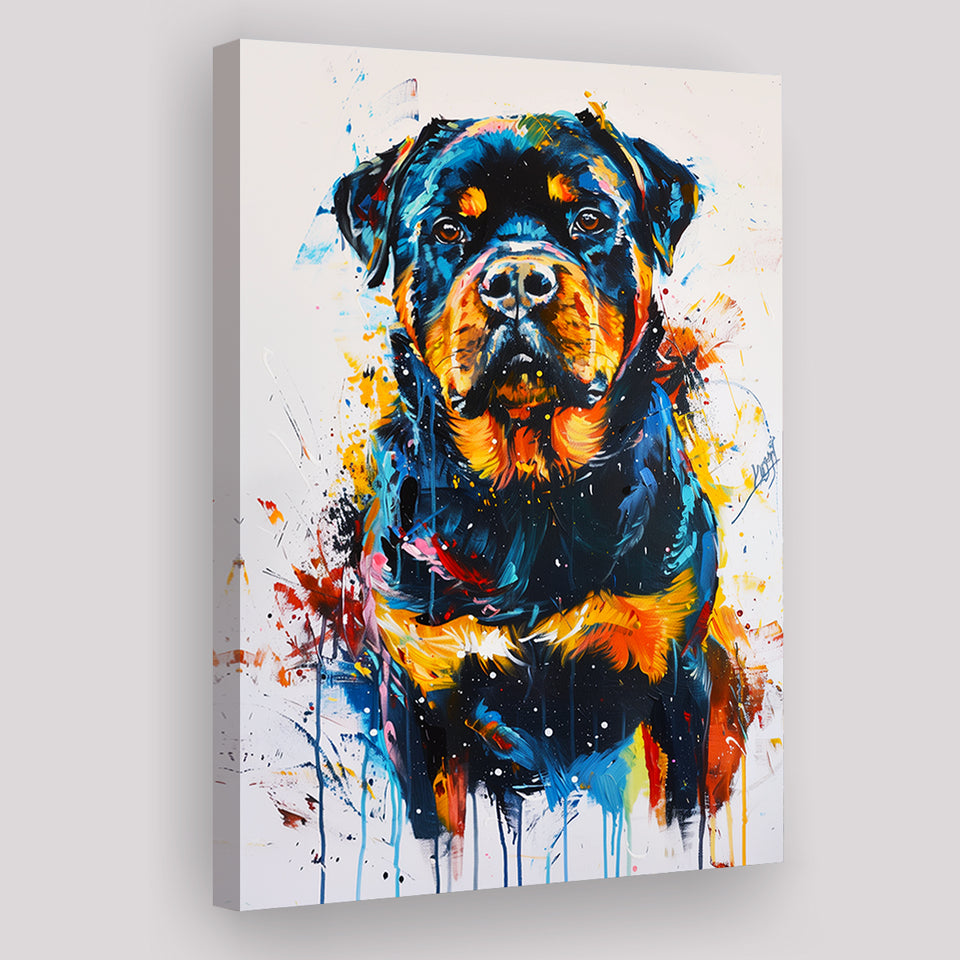 Rottweiler Dog Portrait Painting Unique Pet Art, Canvas Painting, Canvas Prints Wall Art Decor