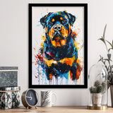 Rottweiler Dog Portrait Painting Unique Pet Art, Framed Art Print Wall Decor, Framed Picture