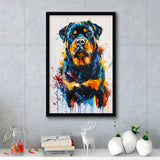 Rottweiler Dog Portrait Painting Unique Pet Art, Framed Canvas Painting, Framed Canvas Prints Wall Art Decor