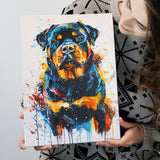Rottweiler Dog Portrait Painting Unique Pet Art, Canvas Painting, Canvas Prints Wall Art Decor