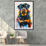 Rottweiler Dog Portrait Painting Unique Pet Art, Framed Canvas Painting, Framed Canvas Prints Wall Art Decor