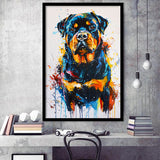 Rottweiler Dog Portrait Painting Unique Pet Art, Framed Art Print Wall Decor, Framed Picture