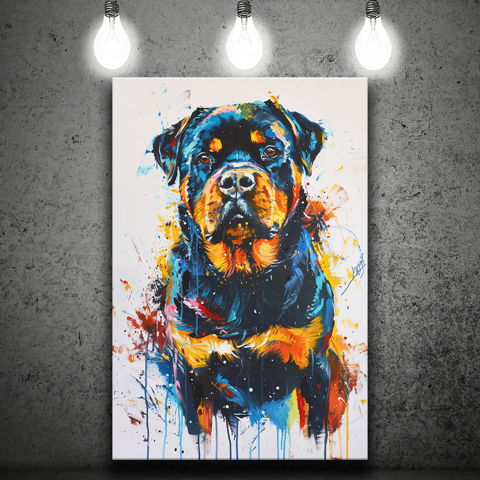 Rottweiler Dog Portrait Painting Unique Pet Art, Canvas Painting, Canvas Prints Wall Art Decor