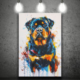 Rottweiler Dog Portrait Painting Unique Pet Art, Canvas Painting, Canvas Prints Wall Art Decor