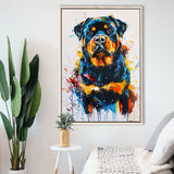 Rottweiler Dog Portrait Painting Unique Pet Art, Framed Canvas Painting, Framed Canvas Prints Wall Art Decor