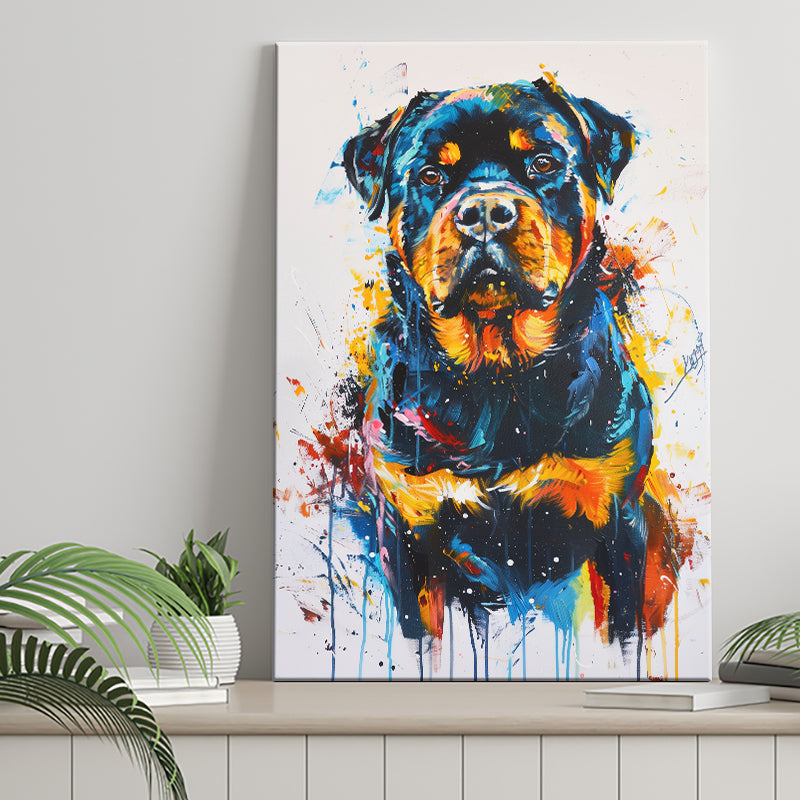 Rottweiler Dog Portrait Painting Unique Pet Art, Canvas Painting, Canvas Prints Wall Art Decor