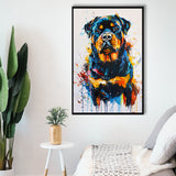 Rottweiler Dog Portrait Painting Unique Pet Art, Framed Canvas Painting, Framed Canvas Prints Wall Art Decor