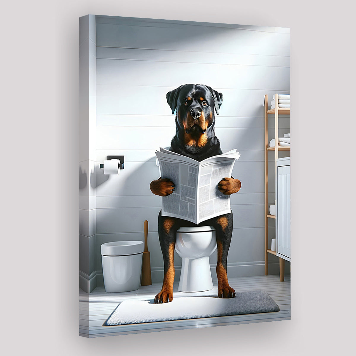 Rottweiler Funny Bathroom Decor Canvas Prints Wall Art,, Rottweiler In ...