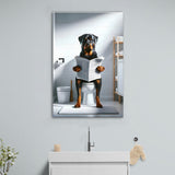 Rottweiler  Funny Bathroom Decor Canvas Prints Wall Art,, Rottweiler in Toilet