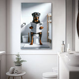 Rottweiler  Funny Bathroom Decor Canvas Prints Wall Art,, Rottweiler in Toilet