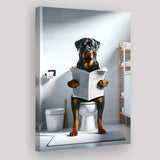 Rottweiler  Funny Bathroom Decor Canvas Prints Wall Art,, Rottweiler in Toilet