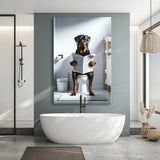 Rottweiler  Funny Bathroom Decor Canvas Prints Wall Art,, Rottweiler in Toilet
