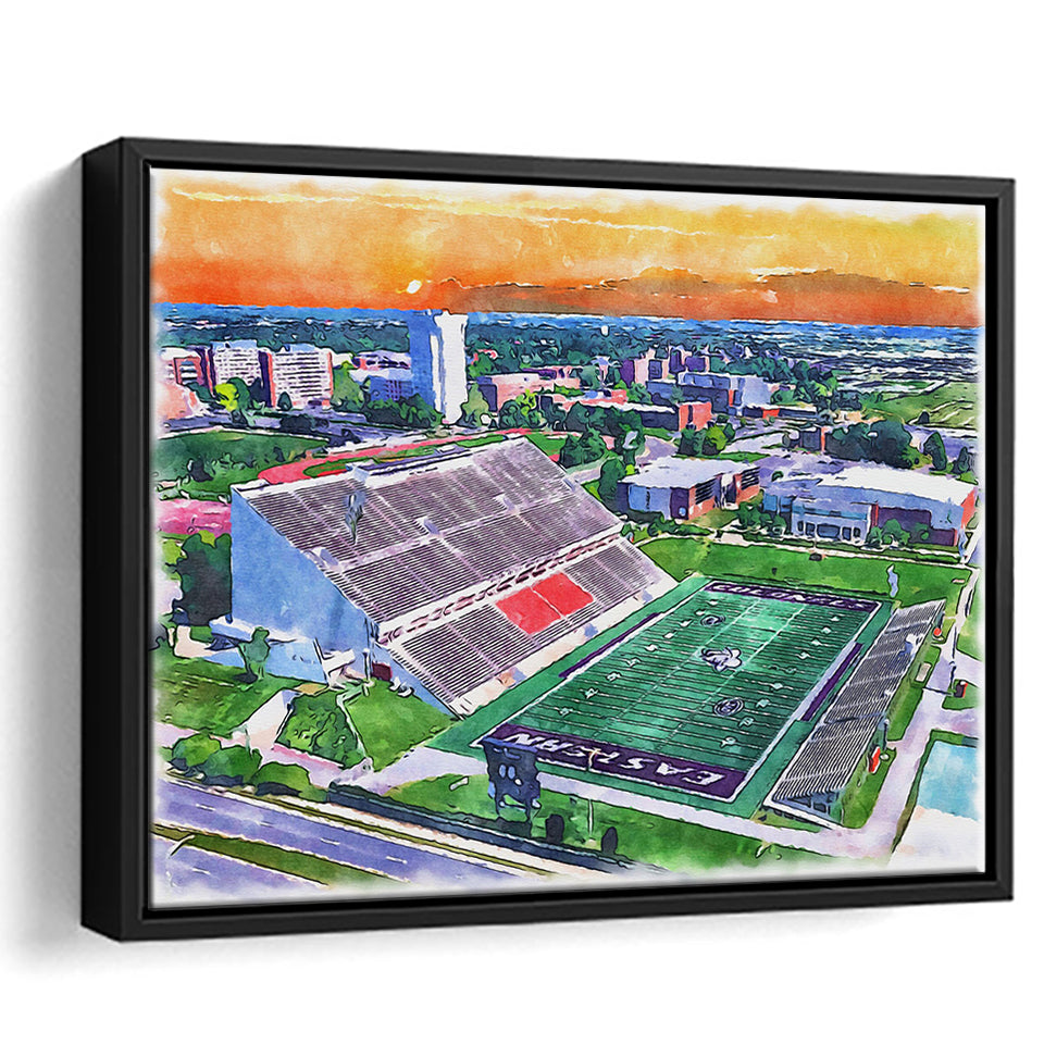 Roy Kidd Stadium WaterColor Framed Canvas Prints, Richmond Kentucky Watercolor, Stadium Art Gifts, Floating Frame
