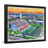 Roy Kidd Stadium WaterColor Framed Art Prints, Richmond Kentucky Watercolor, Stadium Art Gifts