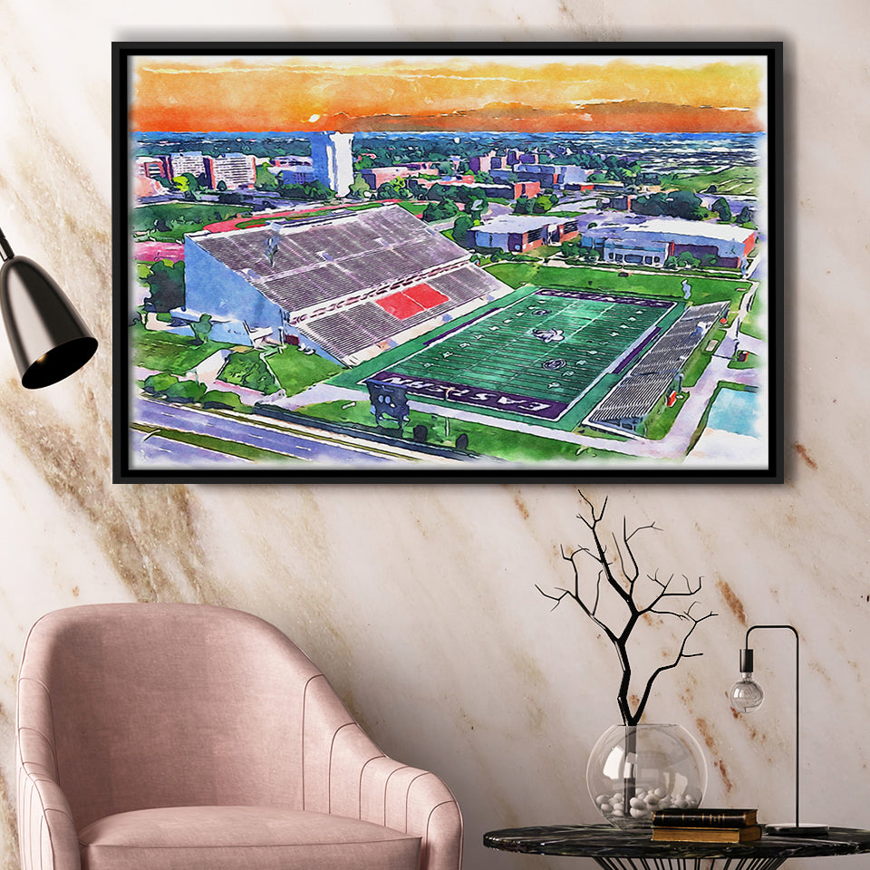 Roy Kidd Stadium WaterColor Framed Canvas Prints, Richmond Kentucky Watercolor, Stadium Art Gifts, Floating Frame