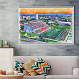Roy Kidd Stadium WaterColor Framed Canvas Prints, Richmond Kentucky Watercolor, Stadium Art Gifts, Floating Frame
