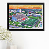 Roy Kidd Stadium WaterColor Framed Canvas Prints, Richmond Kentucky Watercolor, Stadium Art Gifts, Floating Frame