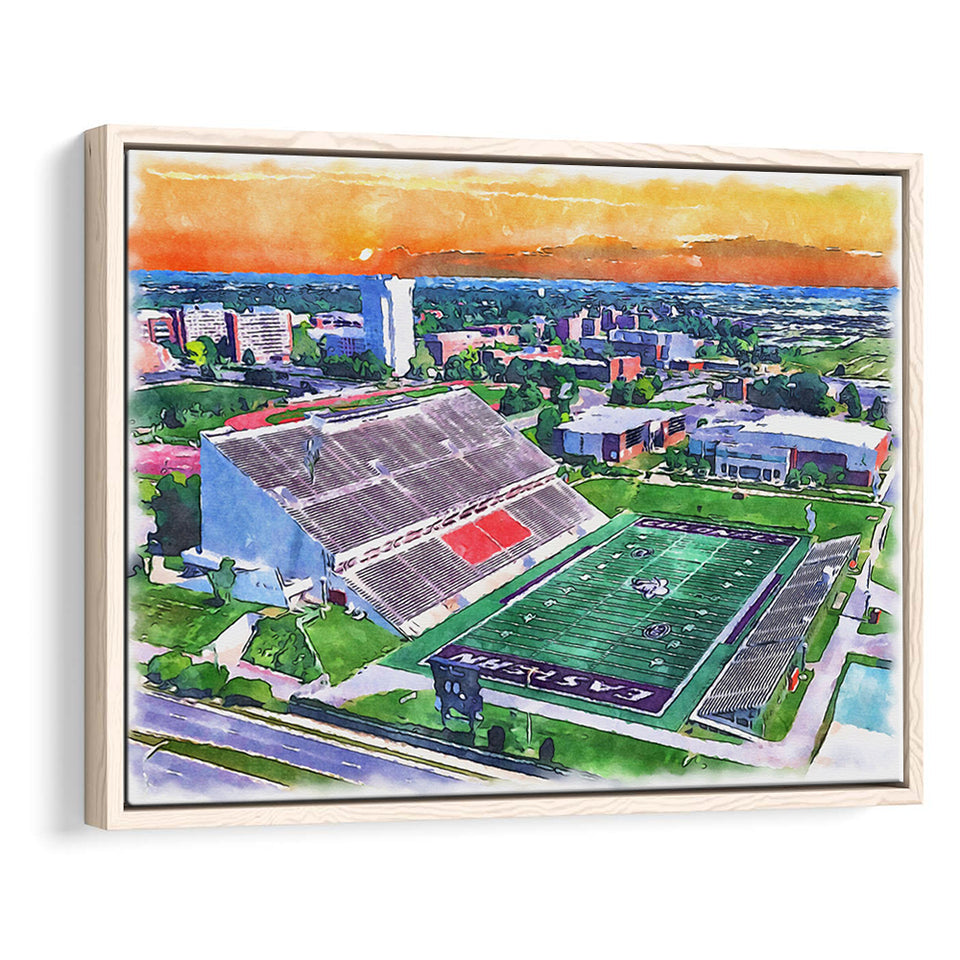 Roy Kidd Stadium WaterColor Framed Canvas Prints, Richmond Kentucky Watercolor, Stadium Art Gifts, Floating Frame