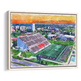 Roy Kidd Stadium WaterColor Framed Canvas Prints, Richmond Kentucky Watercolor, Stadium Art Gifts, Floating Frame