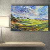 Royal Dornoch Golf Club Scotland Watercolor Painting, Canvas Print Wall Art Decor, Landscape Art Print