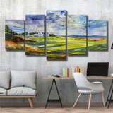 Royal Dornoch Golf Club Scotland Watercolor Painting, Multi Panel Canvas Print Wall Art Decor, 5 Mixed Panel