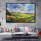 Royal Dornoch Golf Club Scotland Watercolor Painting, Framed Canvas Print Wall Art Decor,Floating Frame