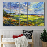 Royal Dornoch Golf Club Scotland Watercolor Painting, Extra Large Multi 5 Panel Canvas Print Wall Art Decor