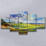 Royal Dornoch Golf Club Scotland Watercolor Painting, Multi Panel Canvas Print Wall Art Decor, 5 Mixed Panel