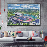Rynearson Stadium WaterColor Framed Canvas Prints, Ypsilanti Michigan Watercolor, Stadium Art Gifts, Floating Frame
