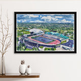 Rynearson Stadium WaterColor Framed Canvas Prints, Ypsilanti Michigan Watercolor, Stadium Art Gifts, Floating Frame