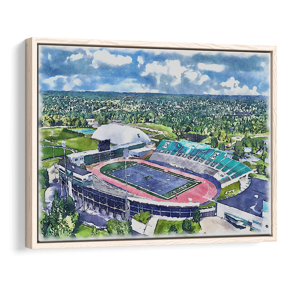 Rynearson Stadium WaterColor Framed Canvas Prints, Ypsilanti Michigan Watercolor, Stadium Art Gifts, Floating Frame